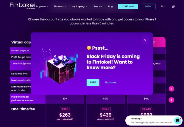 Fintokei · Prezzi e piani · fintokei.com/protrader